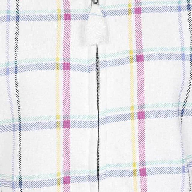 Lazy Jacks Lazy Jacks Women's Checked Full Zip Sweatshirt in White - 3