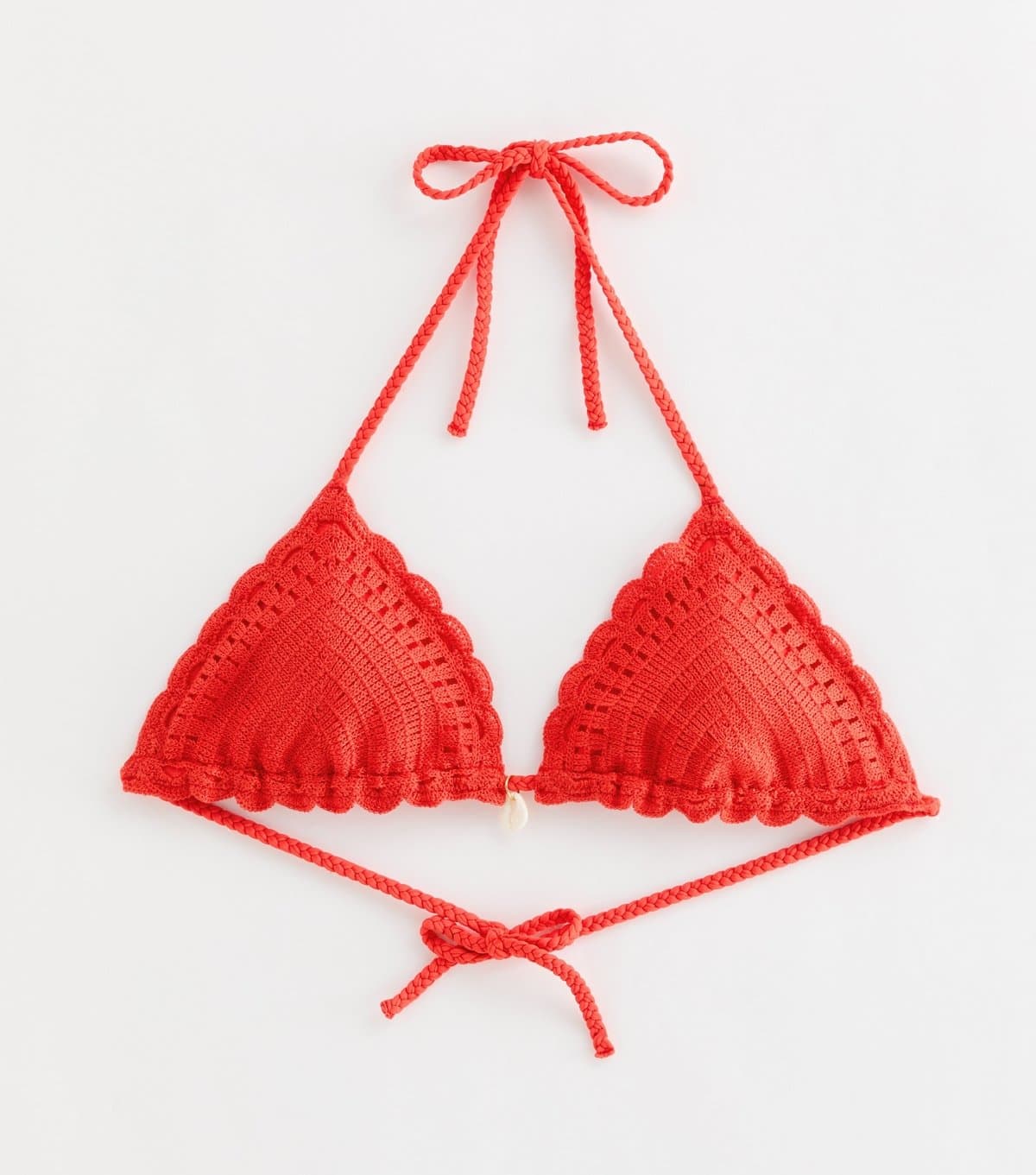 New Look New Look Bright Red Crochet Triangle Bikini Top