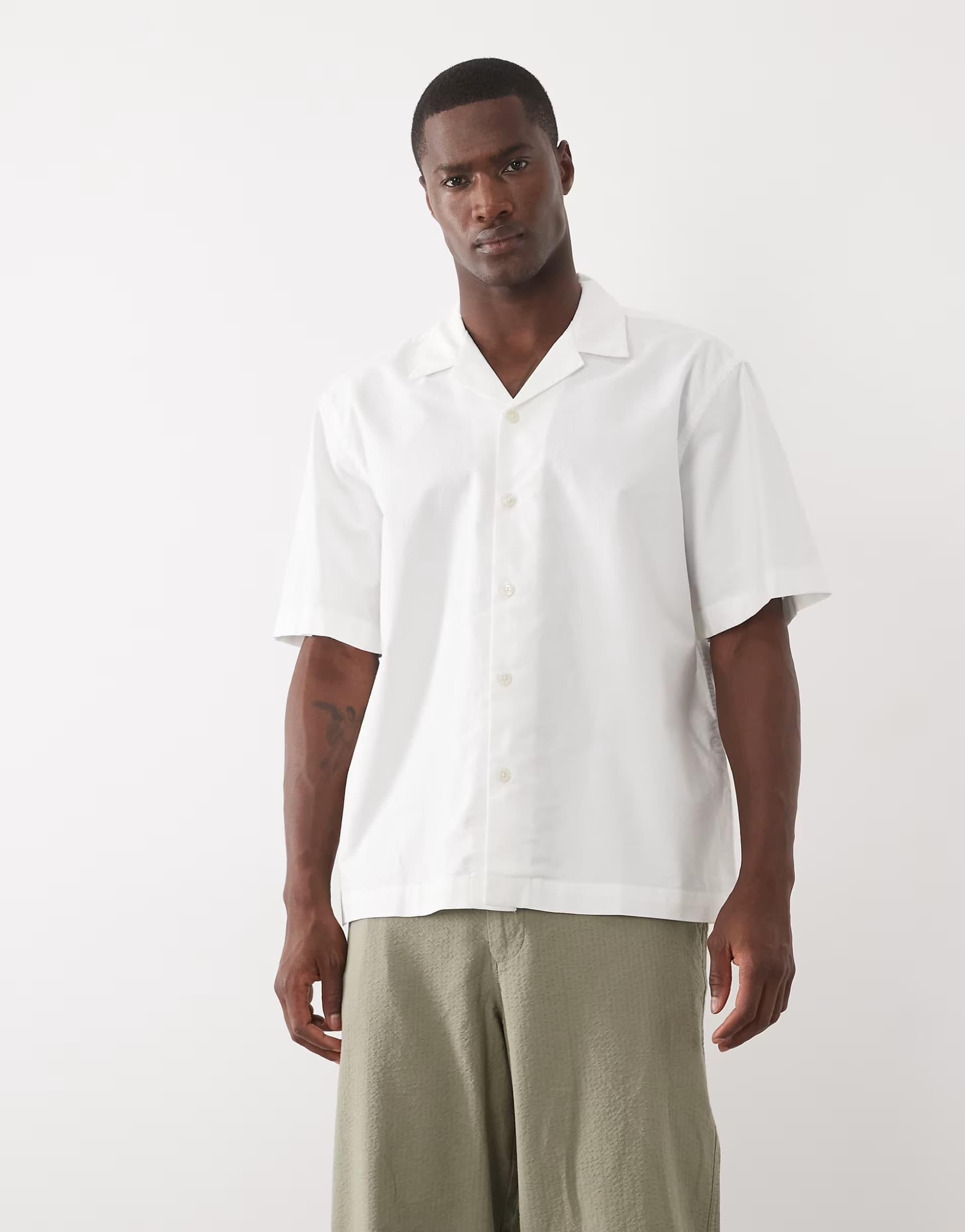 ASOS Selected 100% cotton short sleeve shirt in white