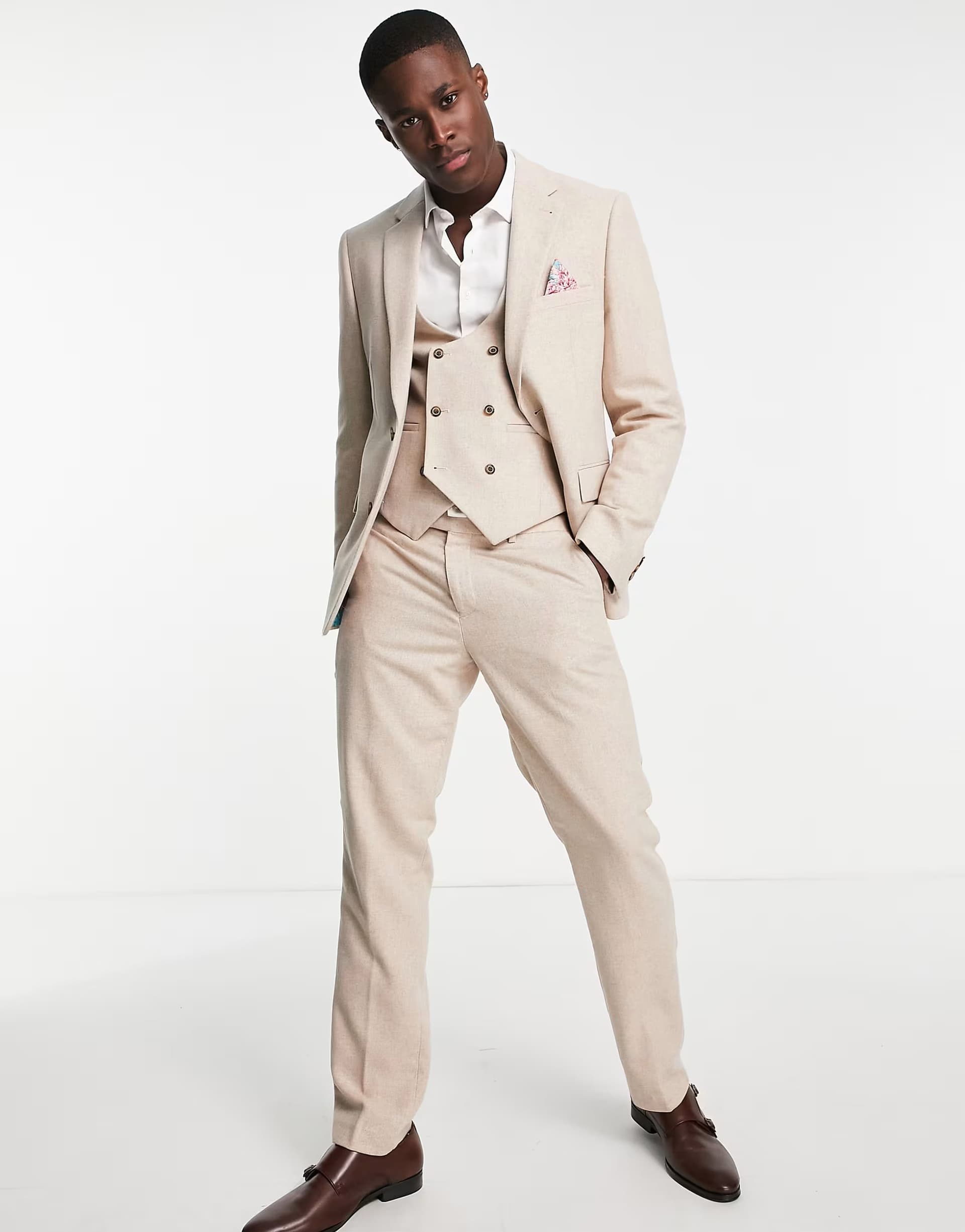 ASOS Harry Brown wedding wool blend slim fit tweed suit trouser