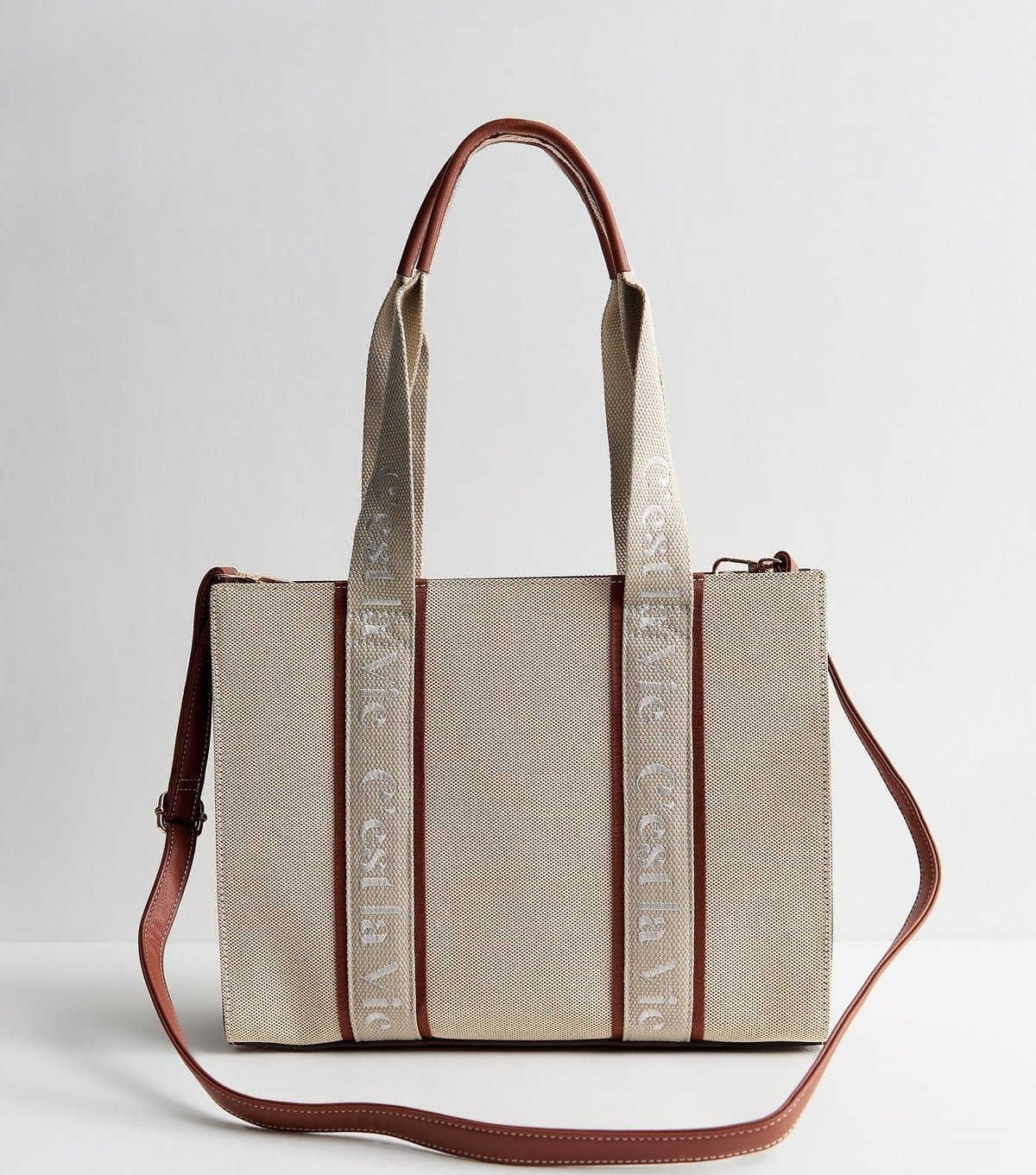 New Look New Look Stone Canvas Boxy Tote Bag
