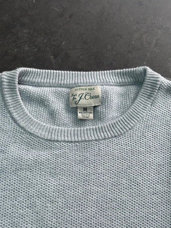 J.Crew Men's Light Grey Cotton Silk Knit Jumper
