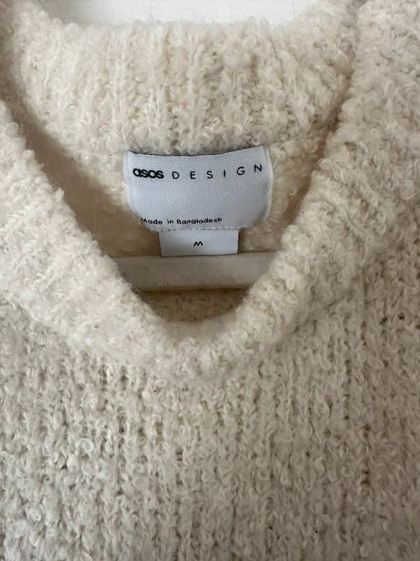 ASOS Design Ladies cream boucle jumper medium.