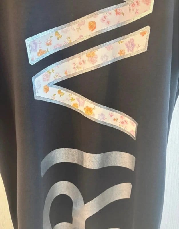 River Island Black Floral Print Oversized Logo T-Shirt