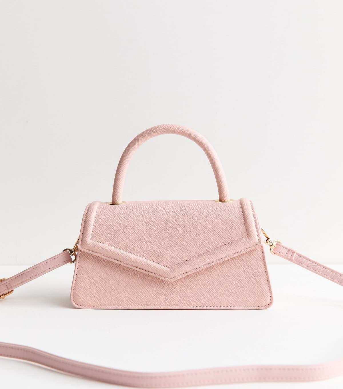 New Look Light Pink Faux Leather Flap Top Handle Bag Vegan New Look