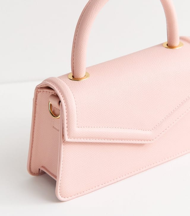 New Look Light Pink Faux Leather Flap Top Handle Bag Vegan New Look - 3