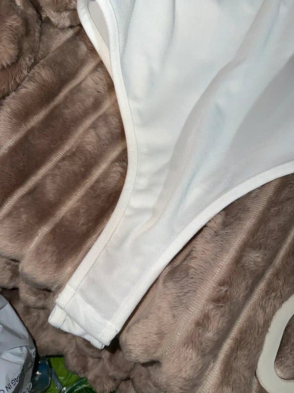 Missguided Missguided White Square Neck Short Sleeve Bodysuit | UK 8
