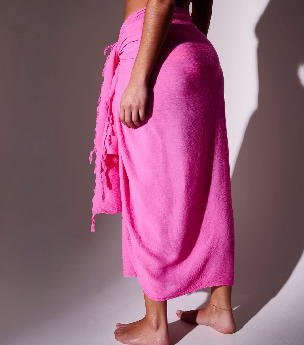 South Beach Women's Pink Crinkle Texture Fringed Sarong South Beach New Look - 4