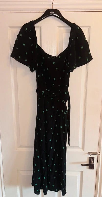 New Look Black & Green Polka Dot Midi Dress