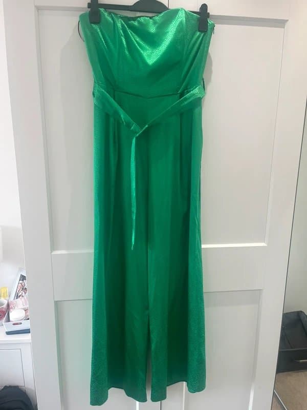 New Look New Look Green satin Wide Leg Jumpsuit with Belt