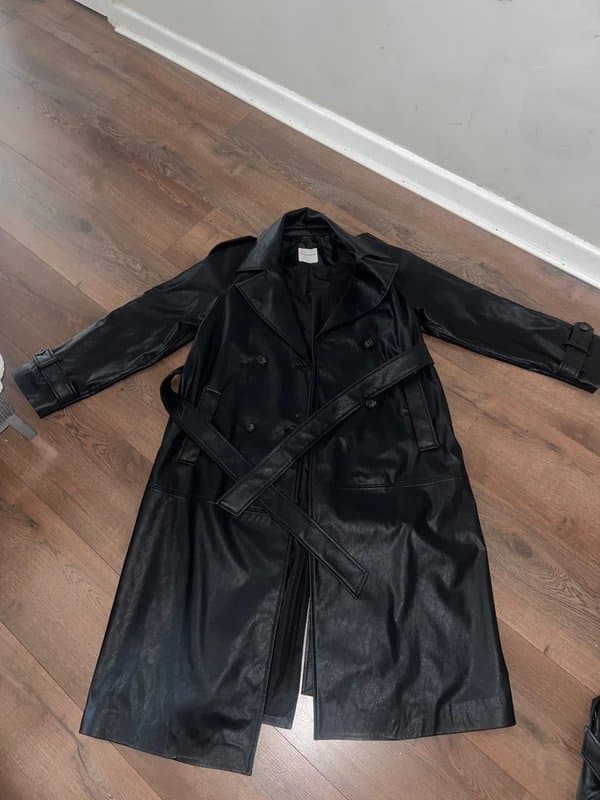 Bershka Women’s long trench coat fax leather