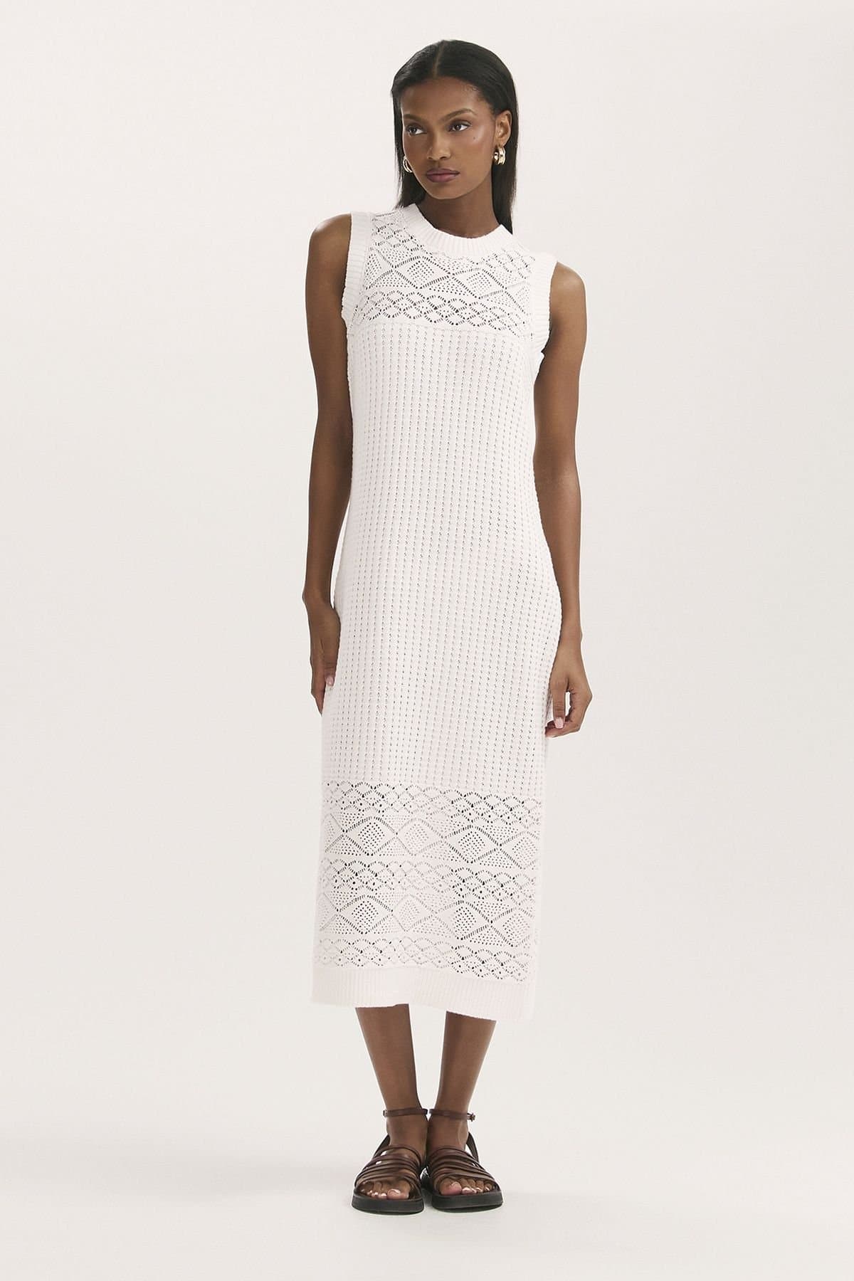 Finery London Finery London Women's Ravi Crochet Midi Dress in Ivory