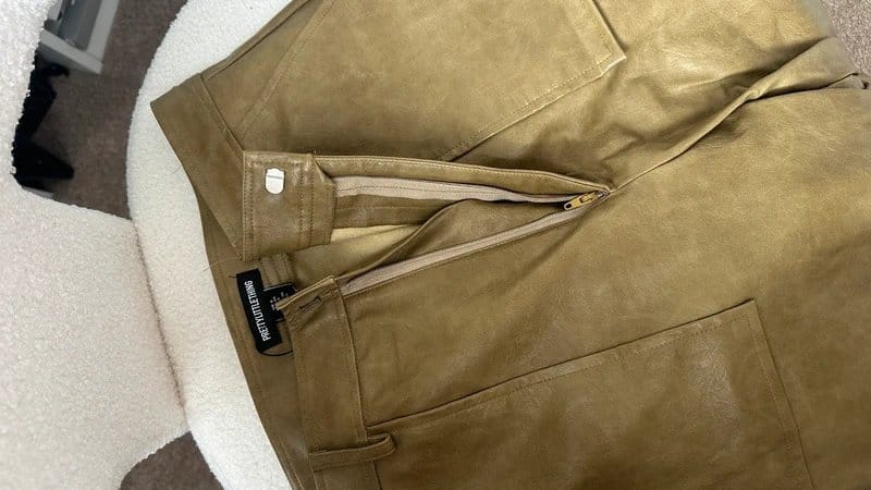 PLT Olive Green Faux Leather Trousers Size 8-10