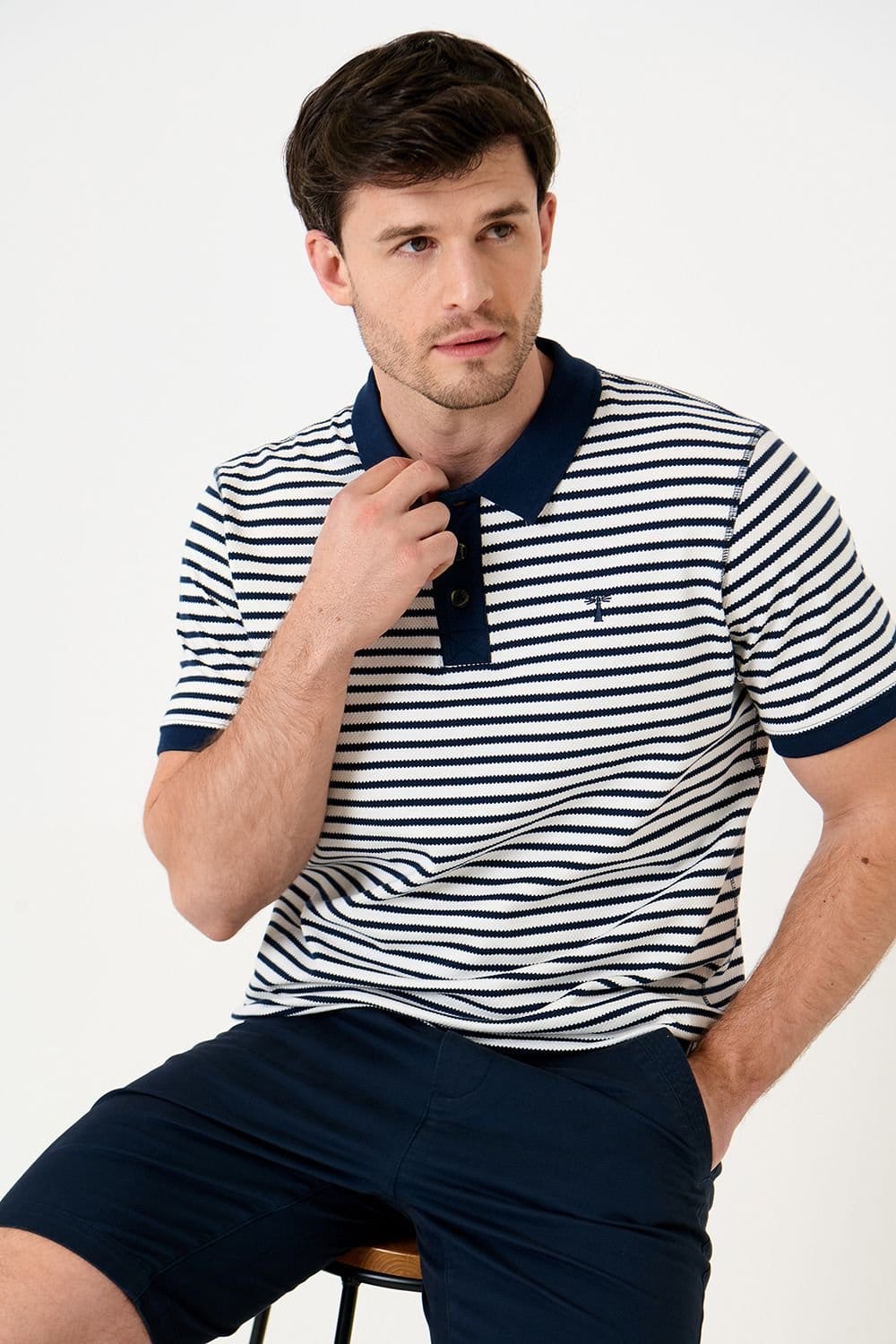 Saltwell Saltwell Men's Stripe Short Sleeve Cotton Polo Shirt - 4