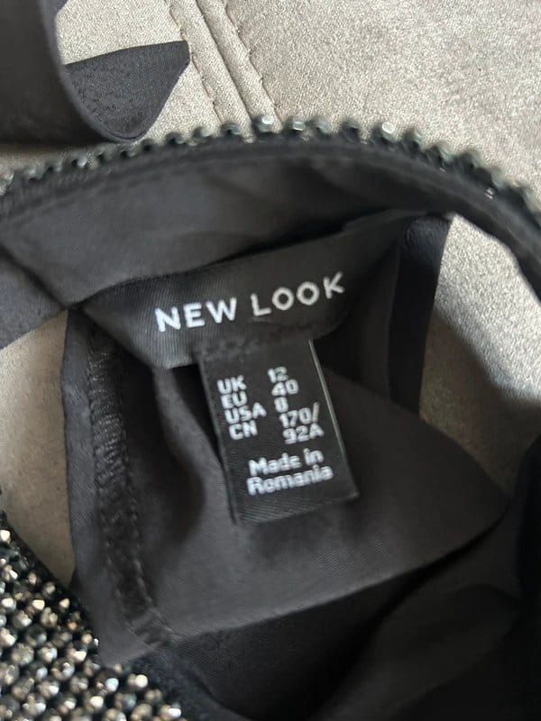New Look Black Diamanté Halter Neck Top Size 12