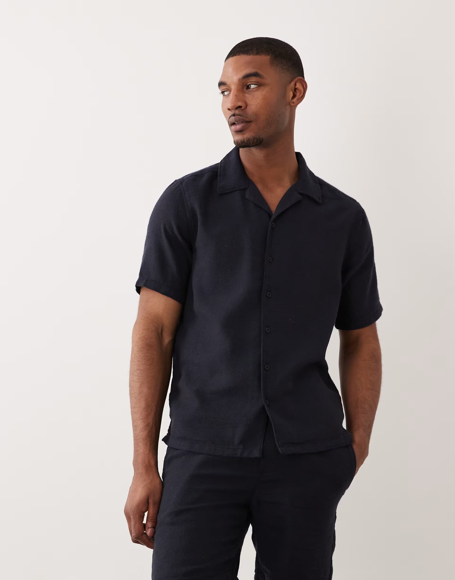 ASOS ONLY & SONS revere collar shirt co-ord in navy