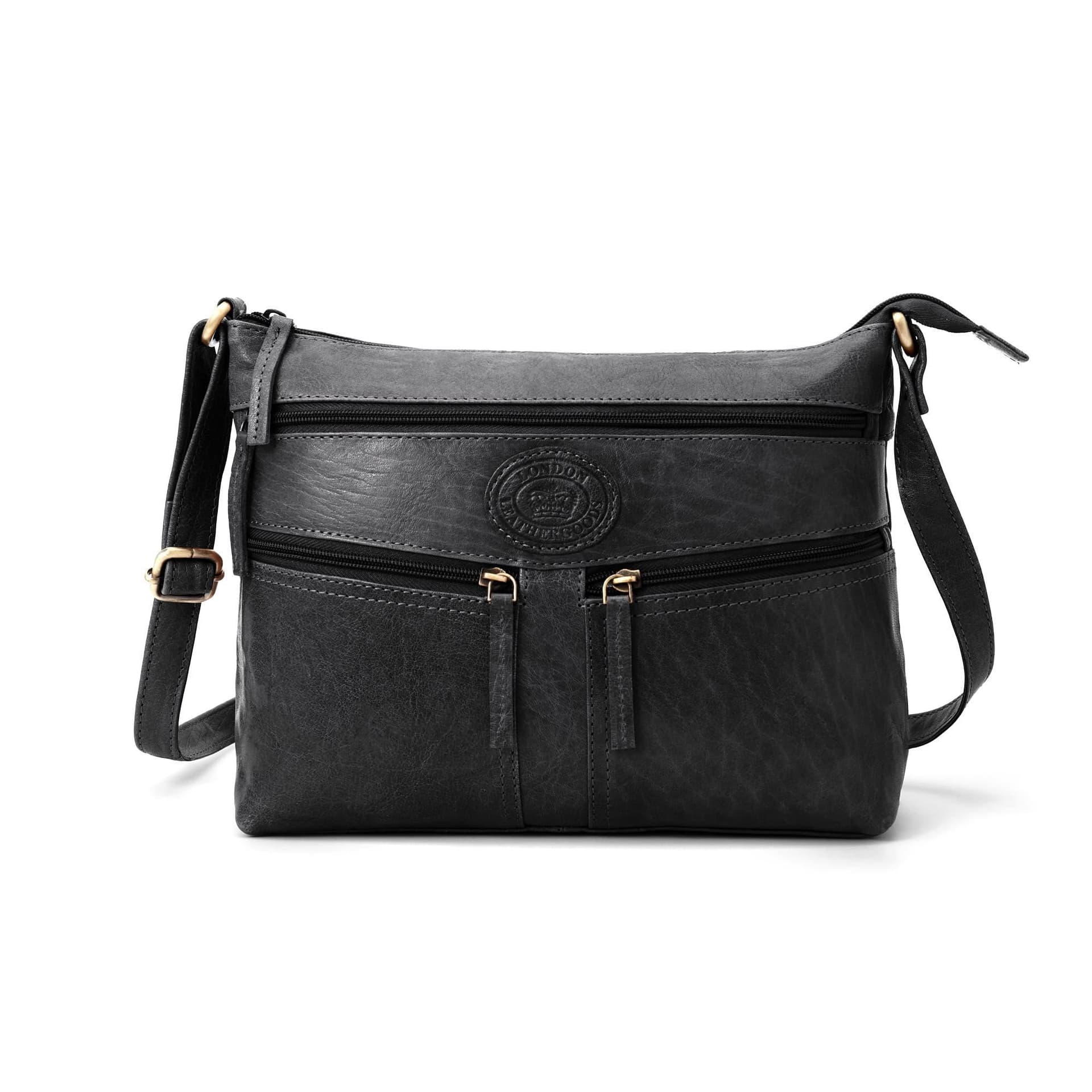 Woodland Leathers Woodland Leathers Black Genuine Leather Crossbody Shoulder Bag