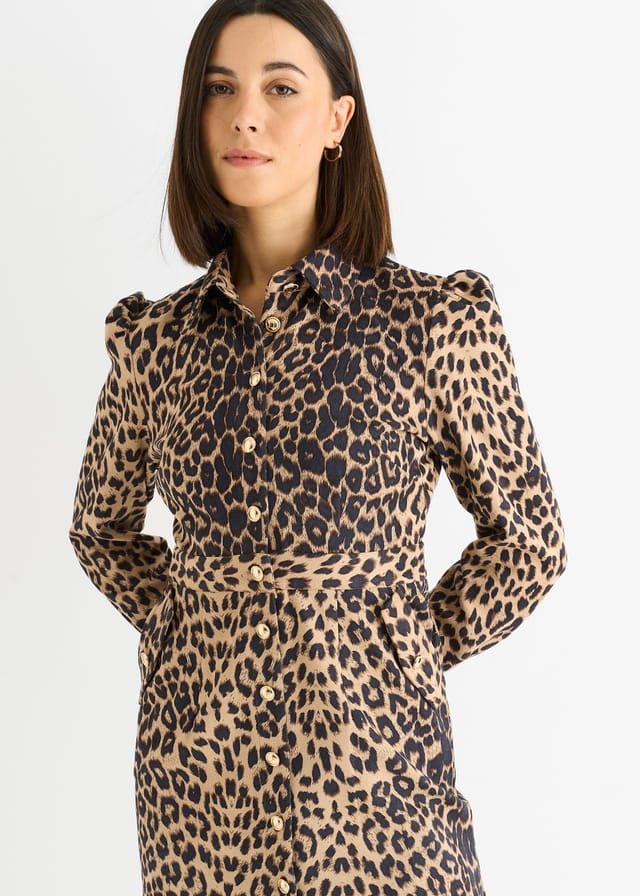 Gini London Gini London Women's Brown Animal Print Military Mini Dress - 2