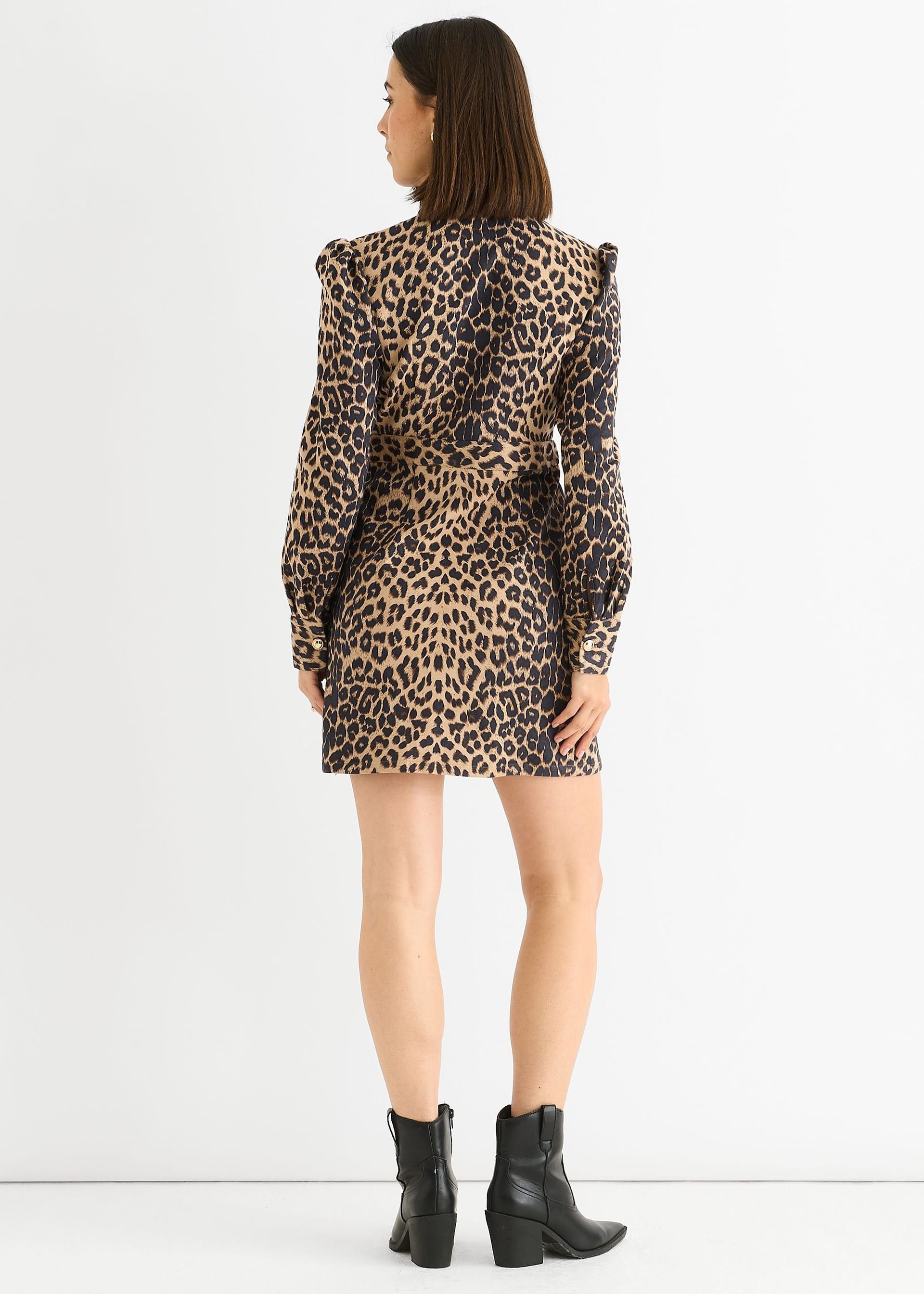 Gini London Gini London Women's Brown Animal Print Military Mini Dress - 4