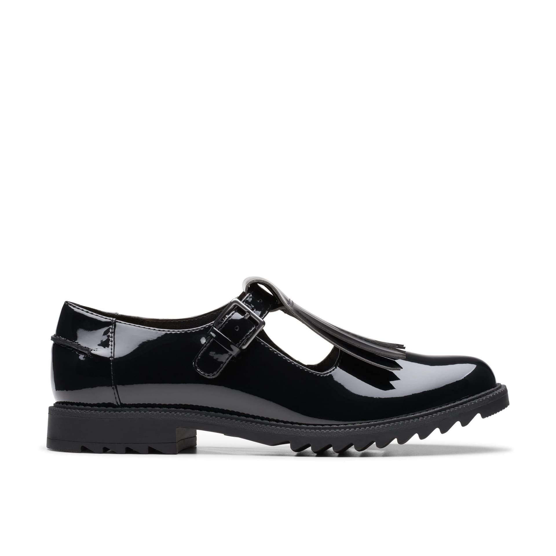 Clarks Clarks Women's Griffin Mia 2 Black Patent T Bar Shoes