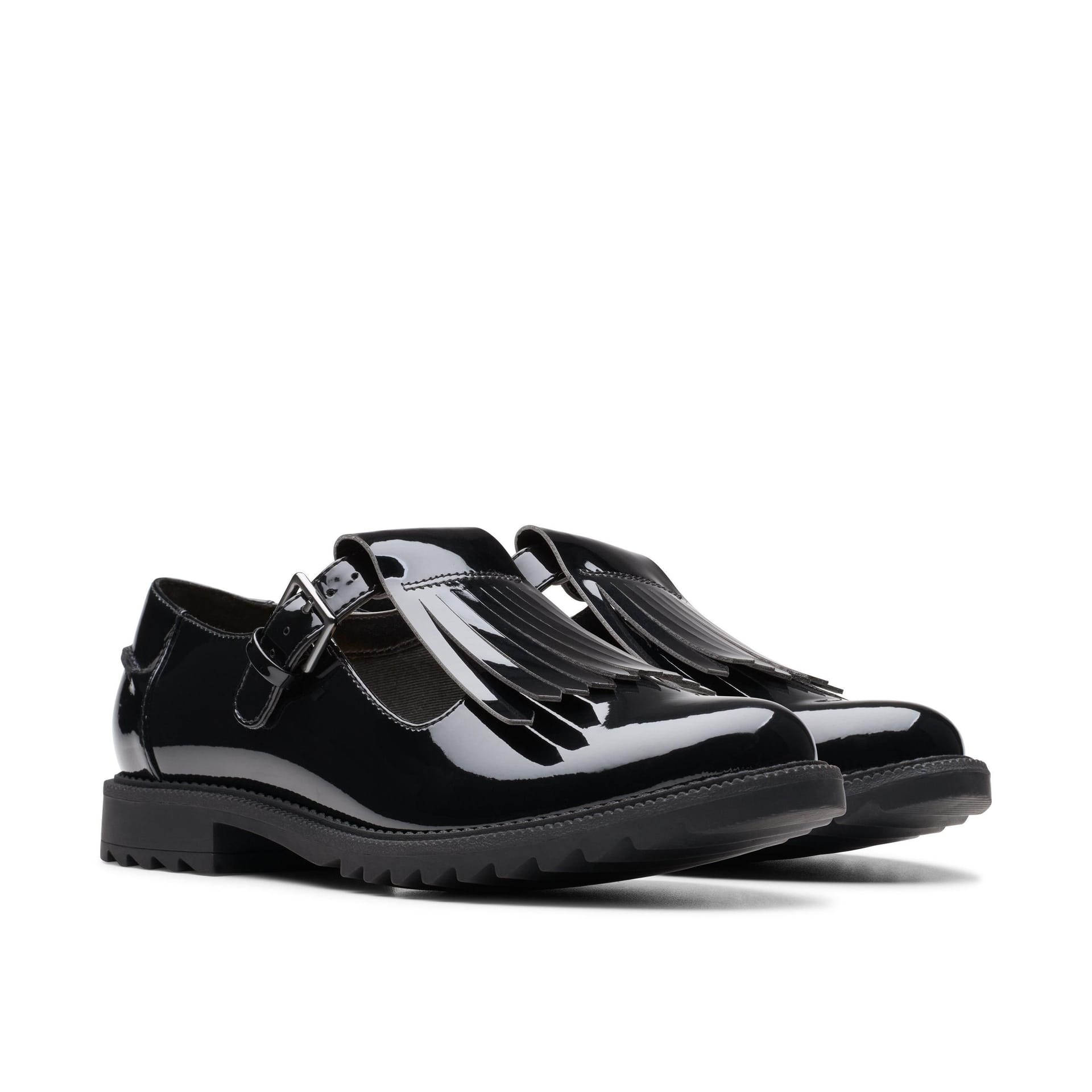 Clarks Clarks Women's Griffin Mia 2 Black Patent T Bar Shoes - 4