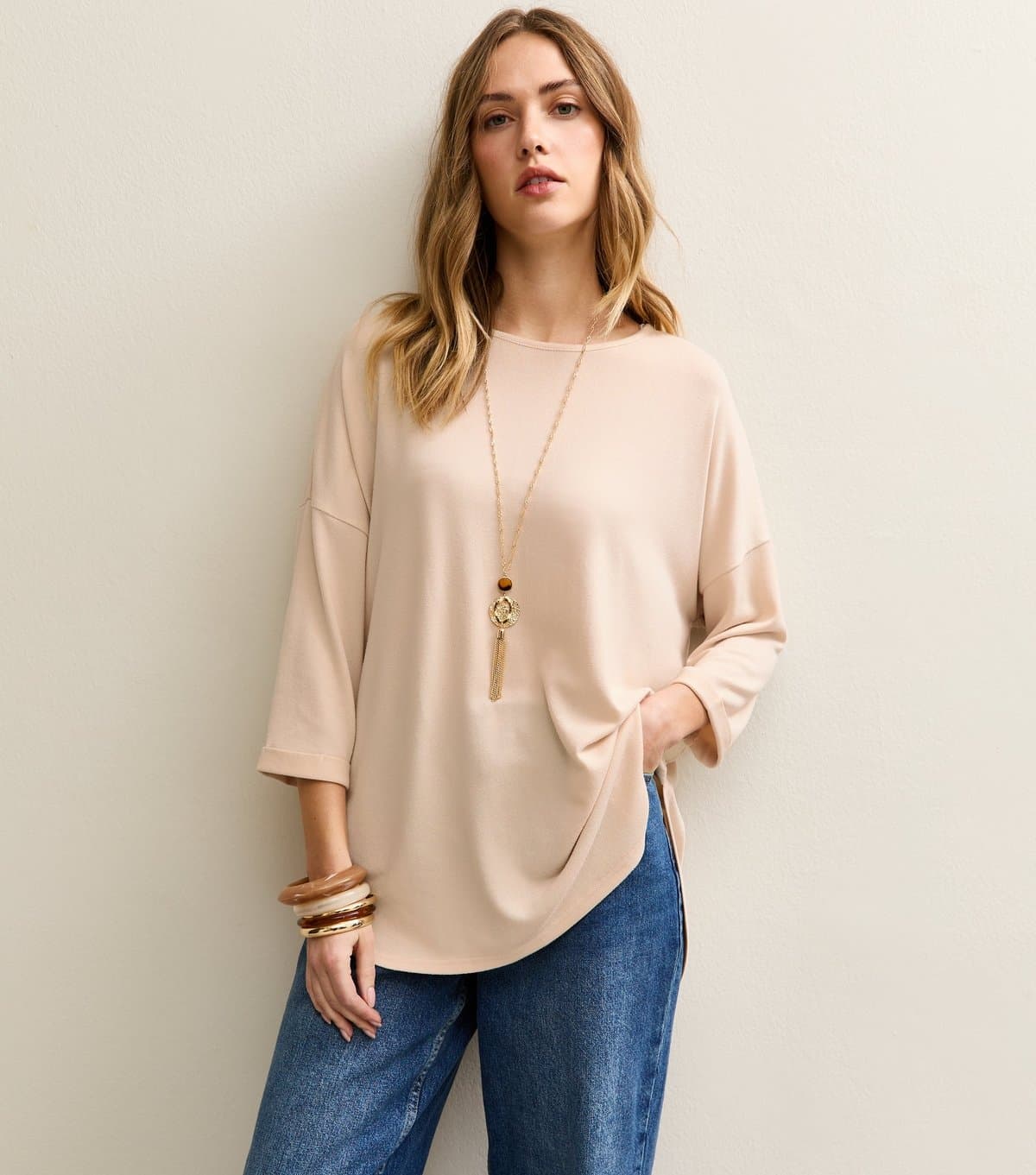 New Look New Look Cream Soft Touch Oversized T-Shirt