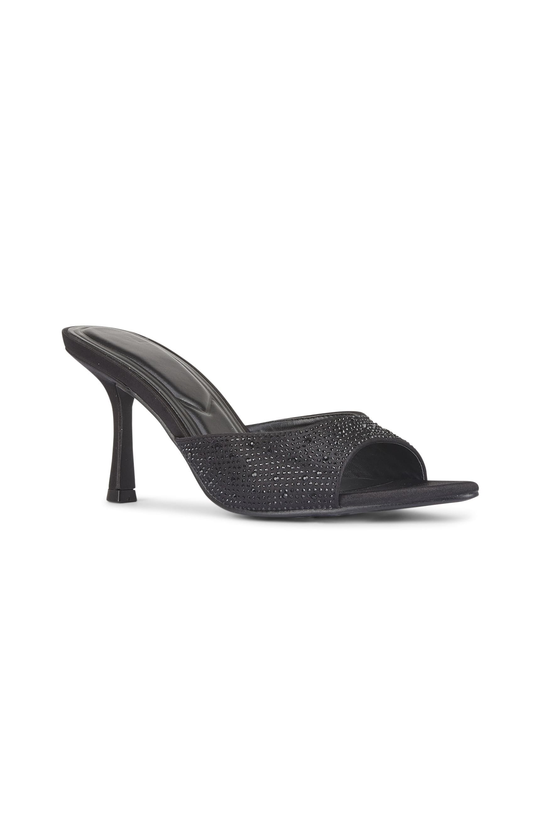 Truffle Collection Truffle Collection Women's Heeled Mules Slip On Satin Stiletto Heel Summer Shoes in Black - 4