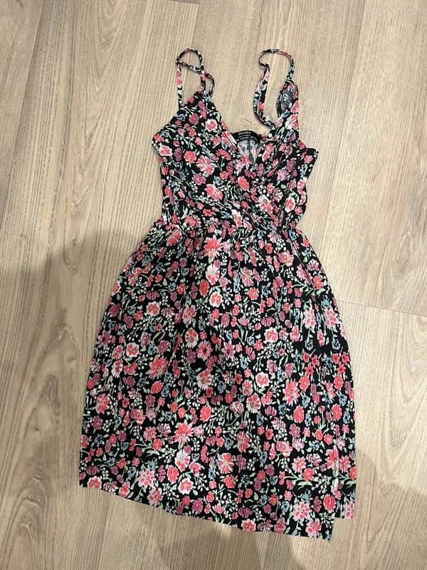 Bershka Floral Bershka Mini Dress with tie detail