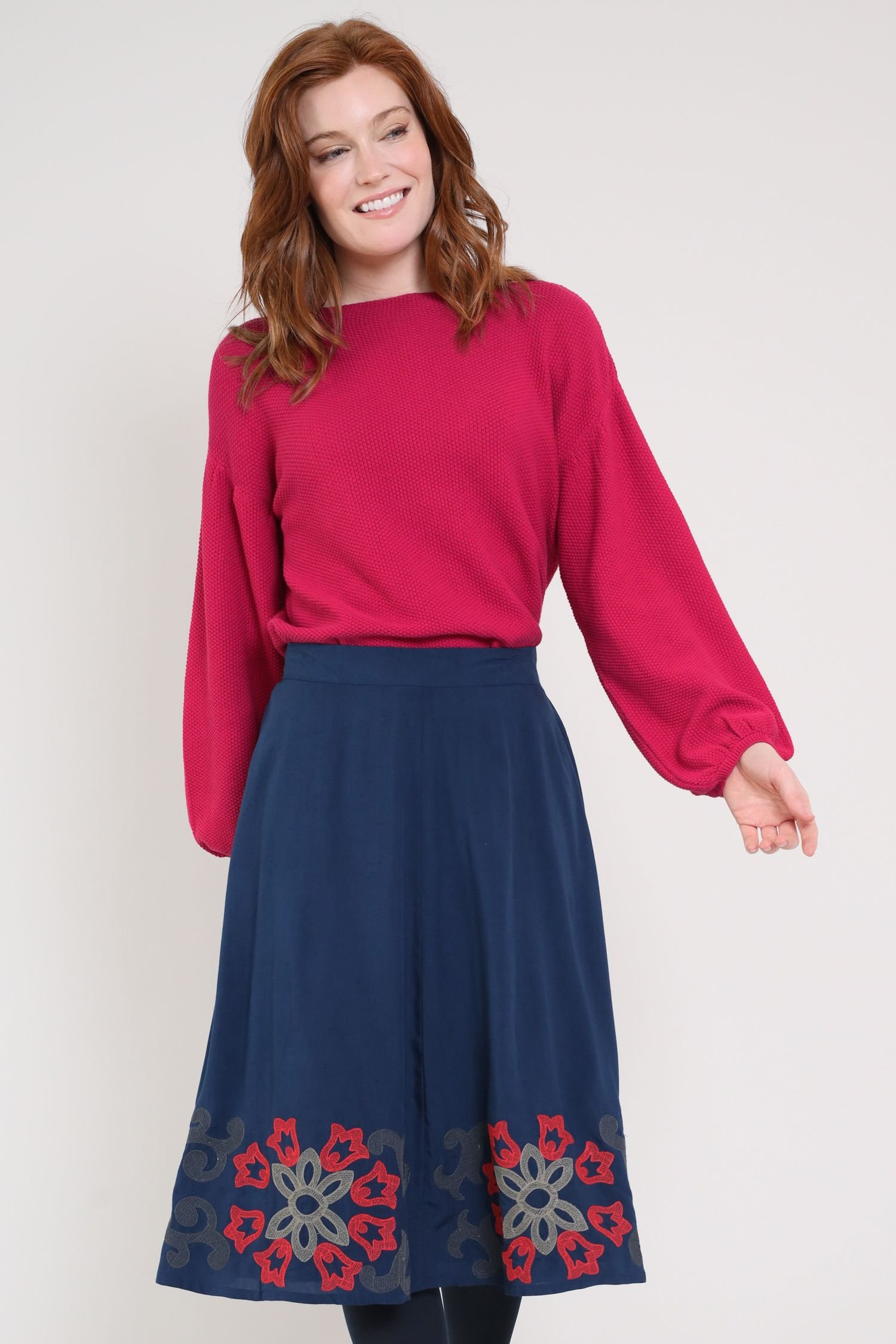 Nomads Clothing Nomads Clothing Women's Embroidered Viscose Skirt in Blue - 2