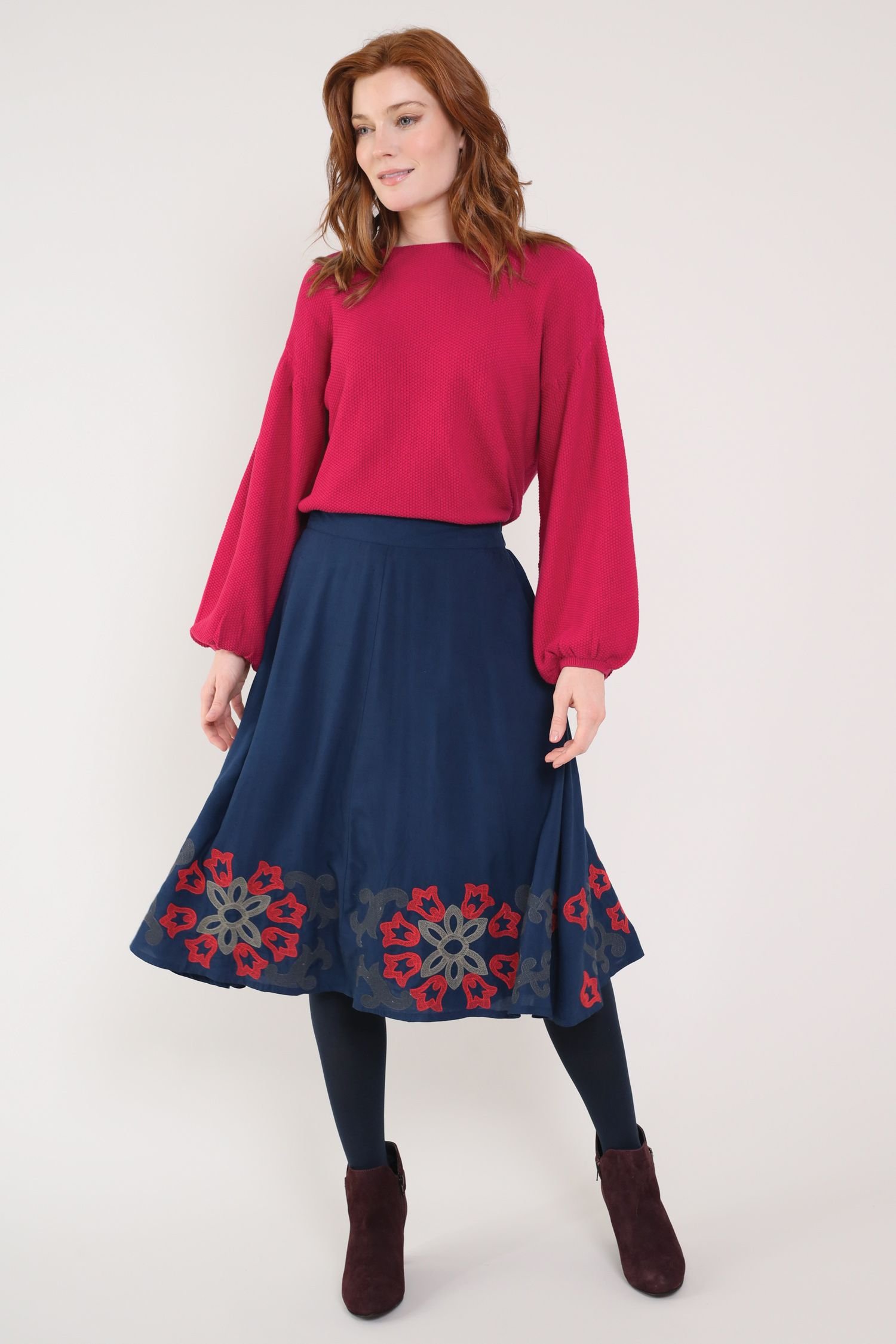 Nomads Clothing Nomads Clothing Women's Embroidered Viscose Skirt in Blue - 3
