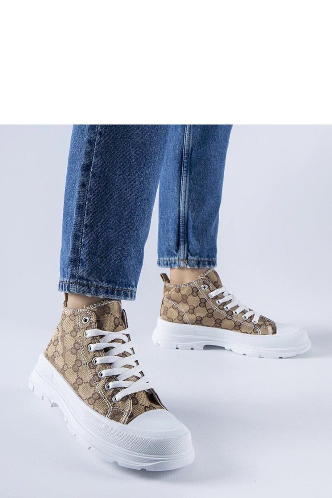 Love Lace Love Lace Women's Summer High Brown Sneakers with Terenzio Monogram Lace Up