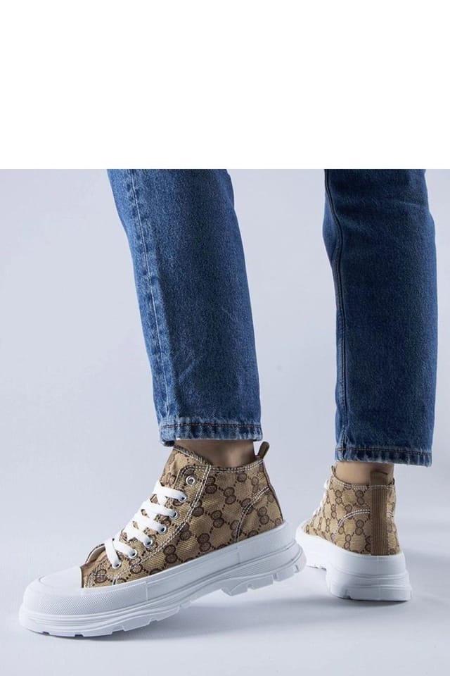 Love Lace Love Lace Women's Summer High Brown Sneakers with Terenzio Monogram Lace Up - 2