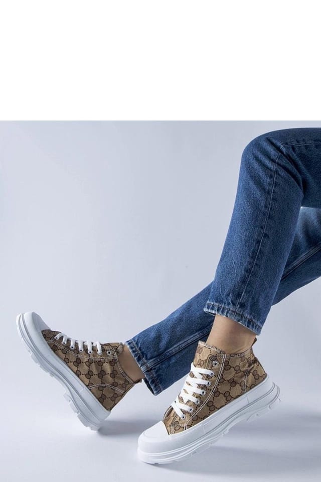 Love Lace Love Lace Women's Summer High Brown Sneakers with Terenzio Monogram Lace Up - 3