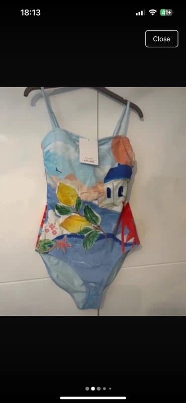 & Other Stories & Other Stories bandeau printed swimsuit with removable straps in blue