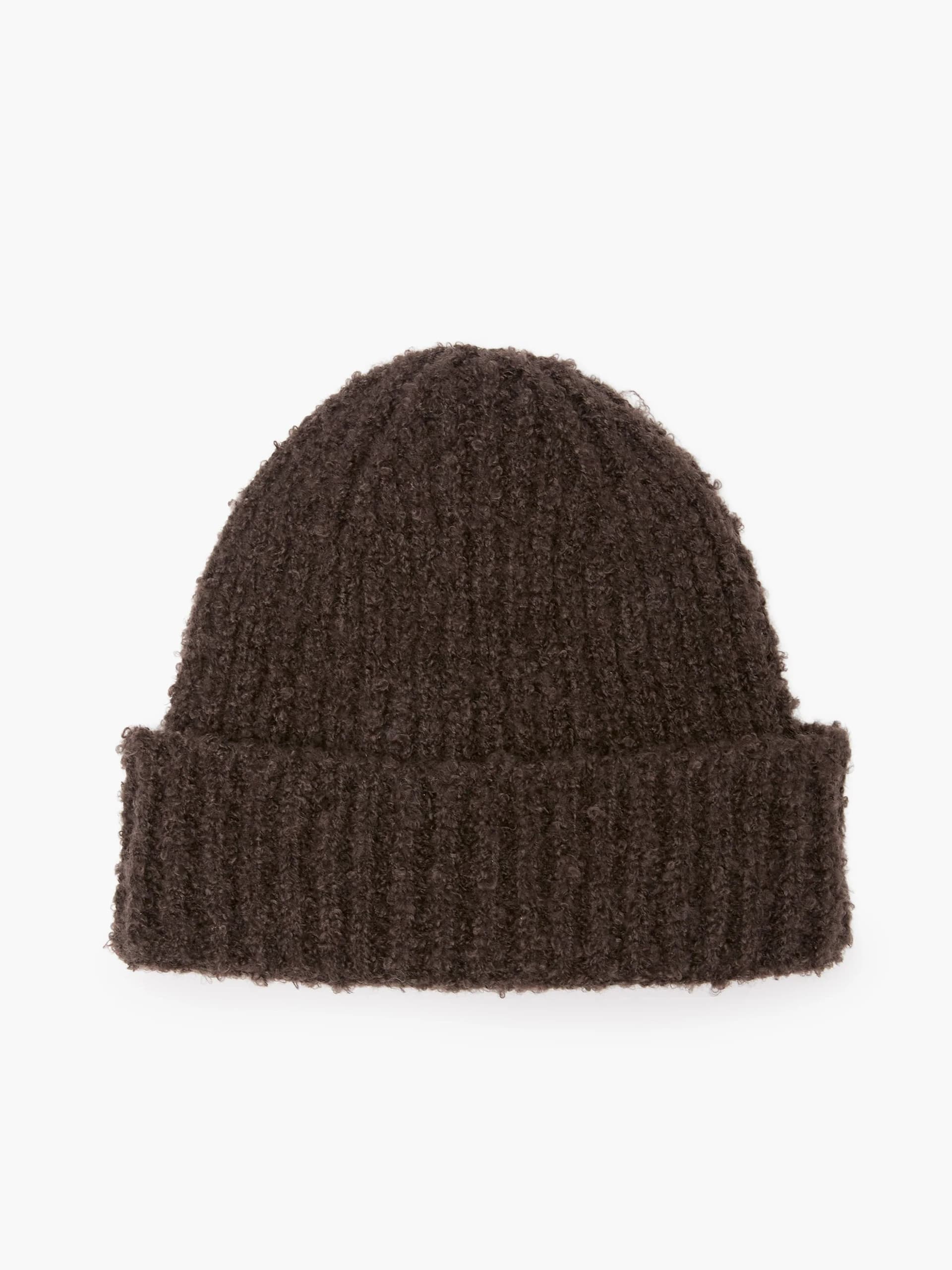 French Connection Chocolate Boucle Beanie Hat Chocolate Brown