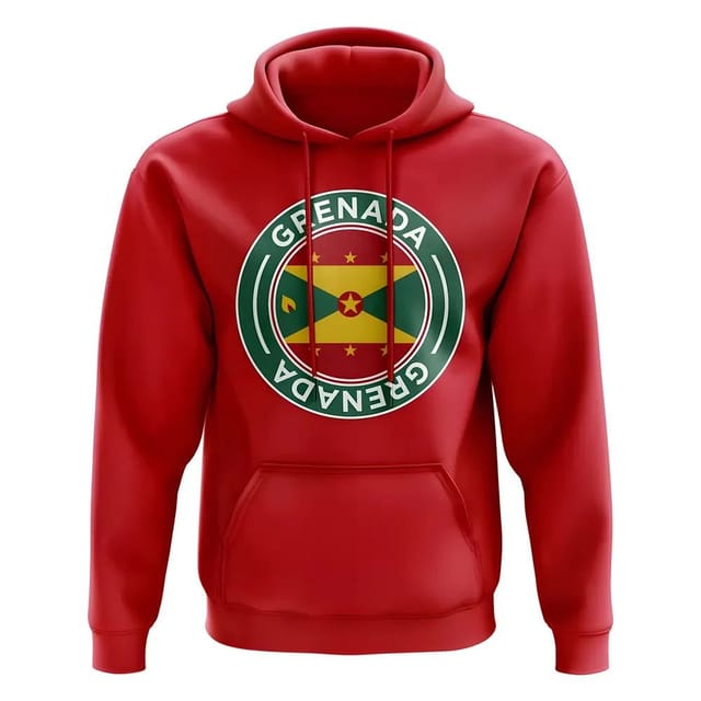 Grenada Grenada Men's Personalised Football Badge Hoodie in Red - 2