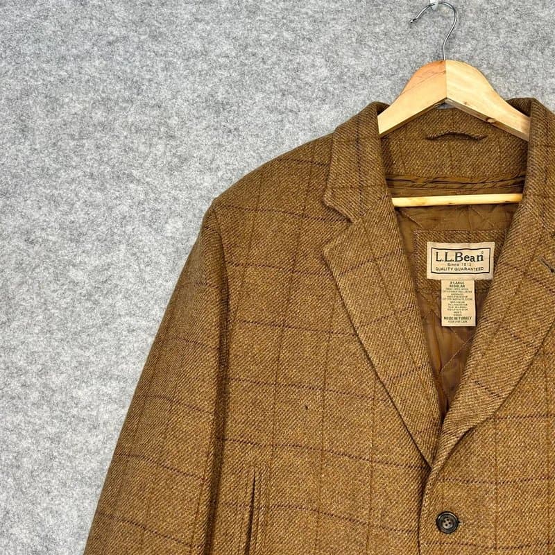 L.L. Bean Vintage L.L.bean Men’s Tweed Jacket XL Brown Wool Thinsulate Removable Liner