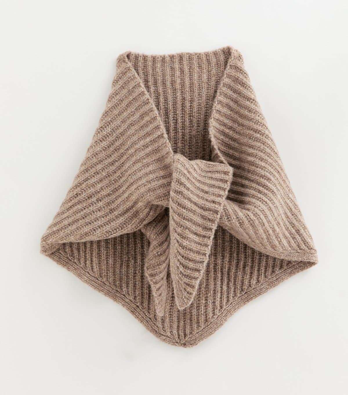 New Look Mink Ribbed Knit Triangle Shawl Scarf New Look