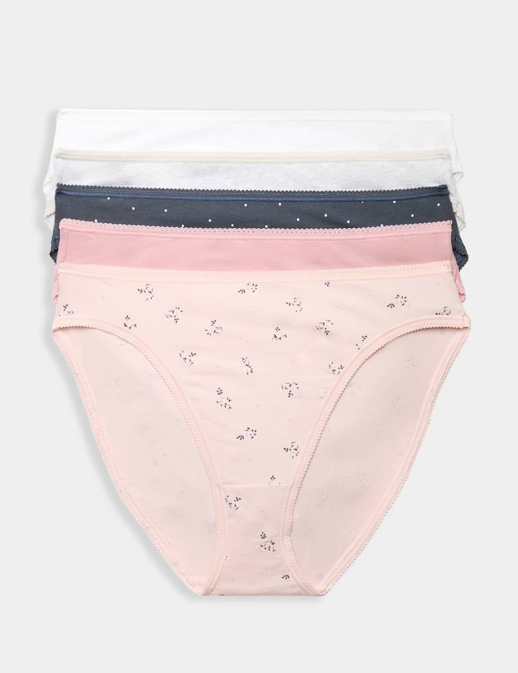 M&S Nightshade Cotton Rich Lycra® High Leg Knickers 5-Pack