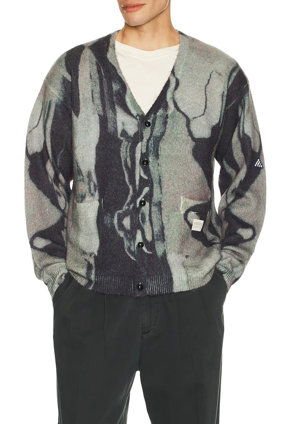 revolve Revolve Marble Mohair Knit Cardigan in Dark Grey & Multi