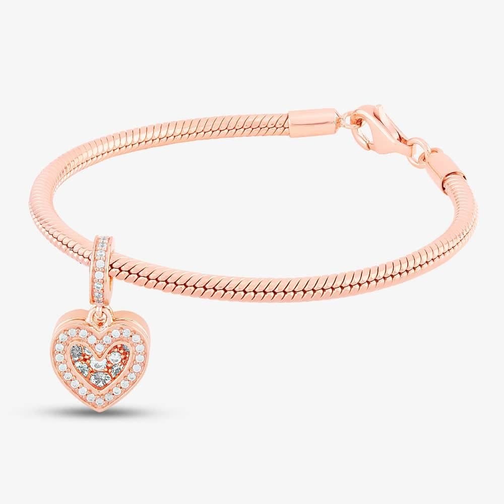 Rosa Lea Rosa Lea Women's Double Heart Dangle Charm AM-2THB032006 in Rose Gold