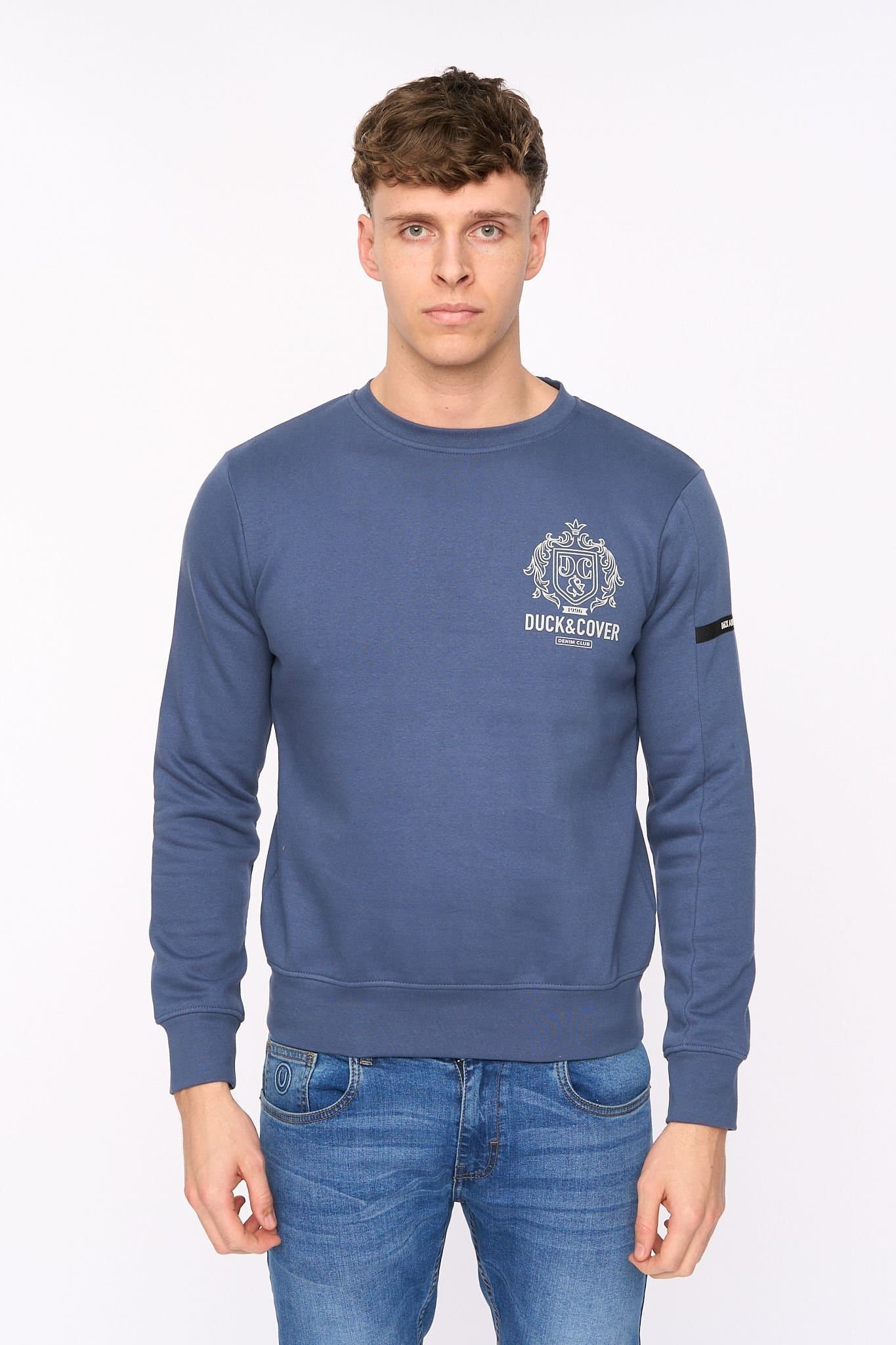 Duck&Cover Duck&Cover Men's Stoneham Functional Crew Neck Sweatshirt in Blue