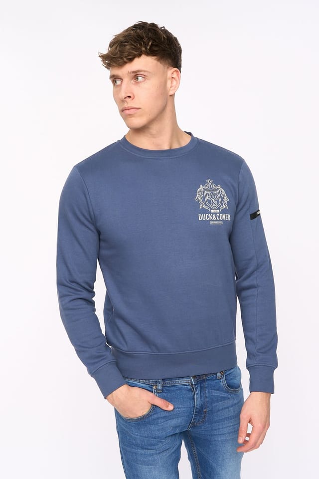 Duck&Cover Duck&Cover Men's Stoneham Functional Crew Neck Sweatshirt in Blue - 3