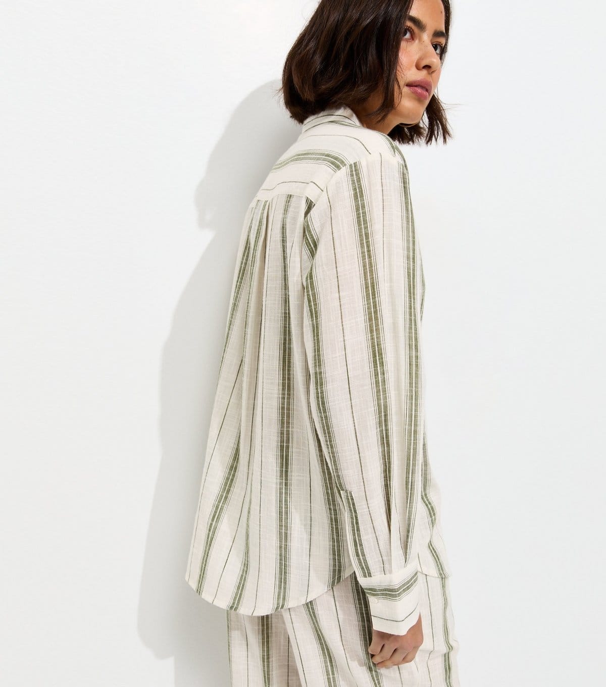 New Look Women's Green Cotton Striped Oversize Shirt New Look - 4