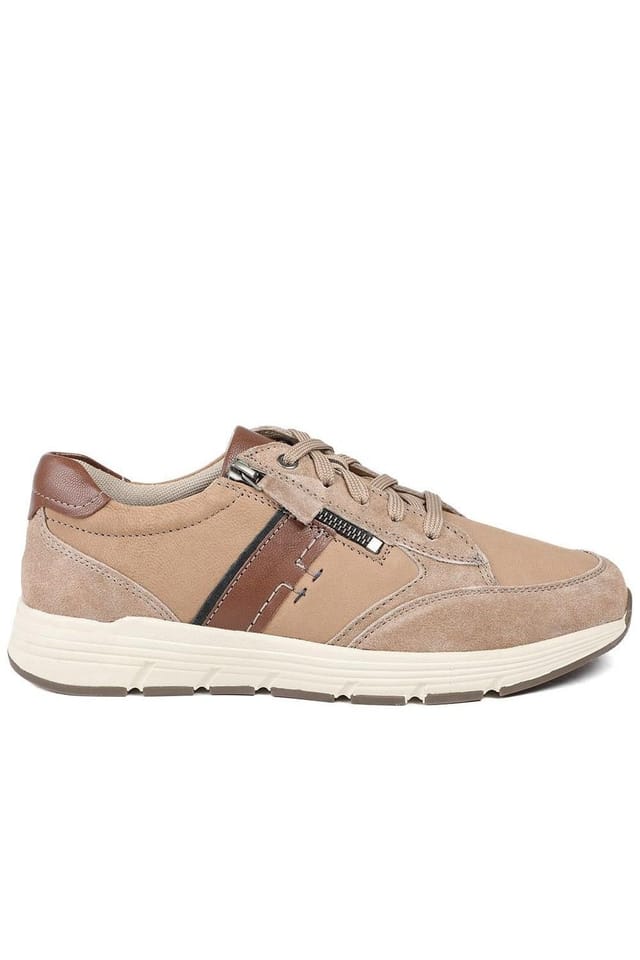 Pavers Pavers Men's Leather Wide-Fit Lace-Up Shoes in Beige - 2