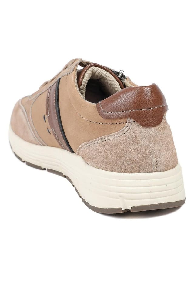 Pavers Pavers Men's Leather Wide-Fit Lace-Up Shoes in Beige - 3