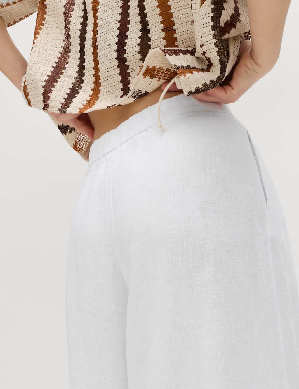 Marks & Spencer M&S Pure Linen Wide Leg Trousers White - 2