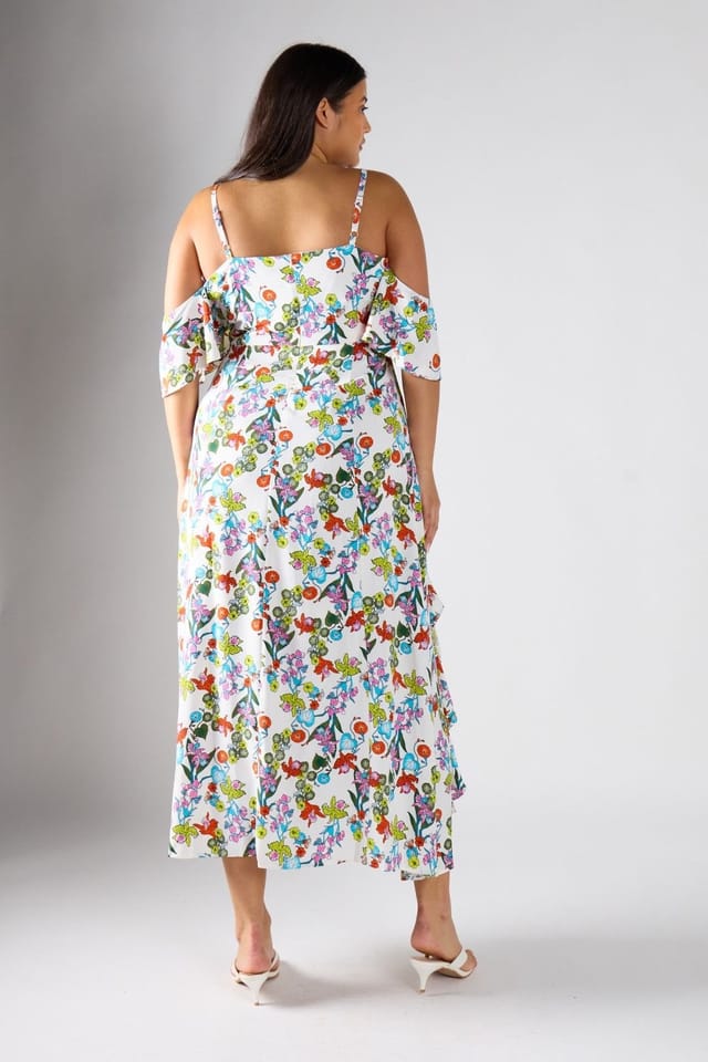 Shnoo Shnoo Women's Floral Print Cold-Shoulder Tiered Maxi Dress - 2