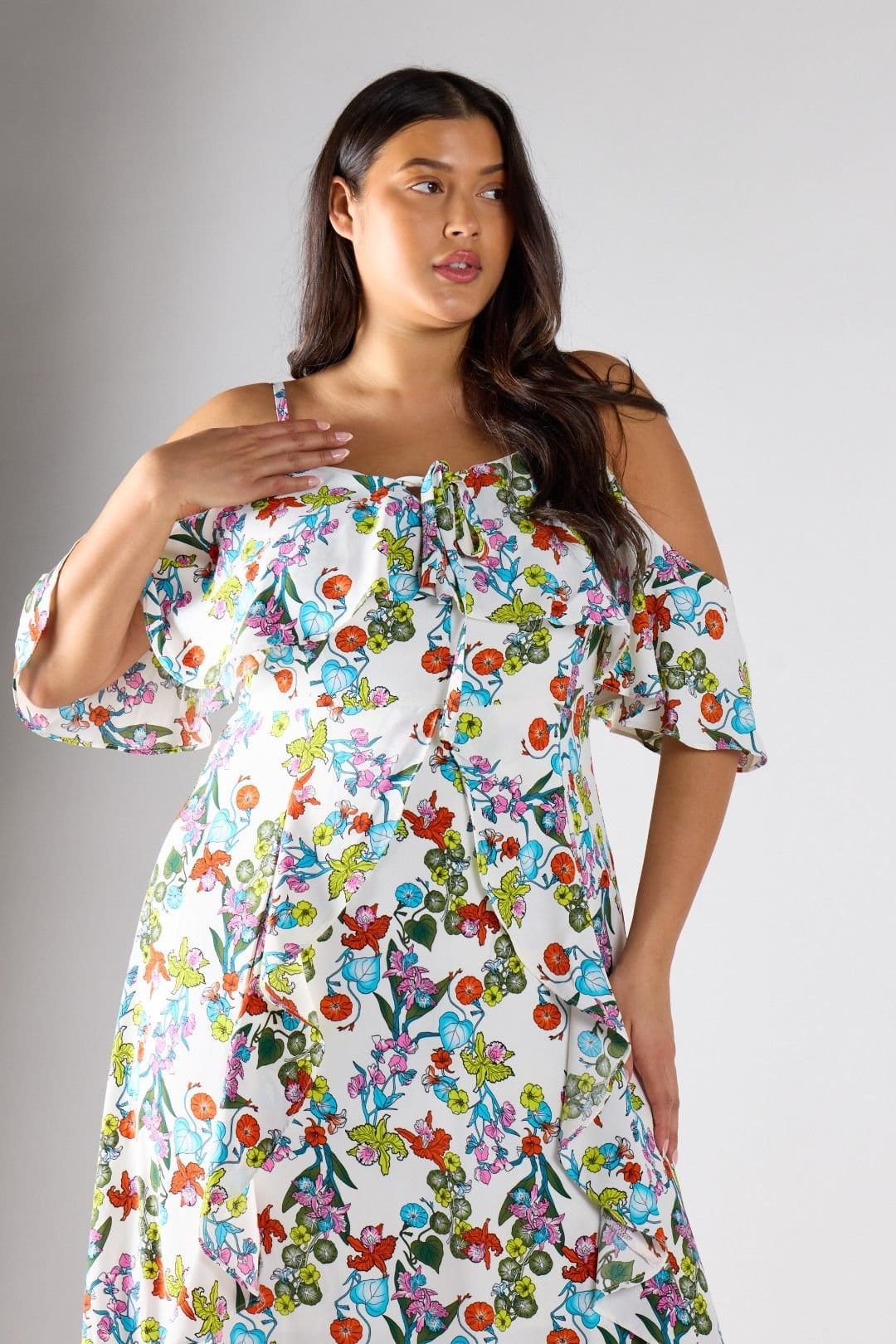 Shnoo Shnoo Women's Floral Print Cold-Shoulder Tiered Maxi Dress - 4