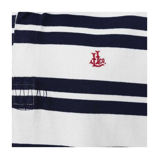 Lazy Jacks Lazy Jacks Men's Narrow Stripe Short-Sleeved Rugby Polo Shirt in White - 3